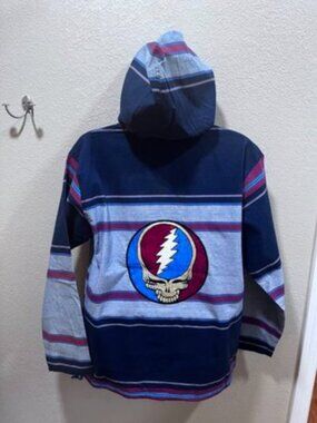 Gypsy Rose Blue Striped  Grateful Dead hoodie pullover w/ SYF Embroidery NWC